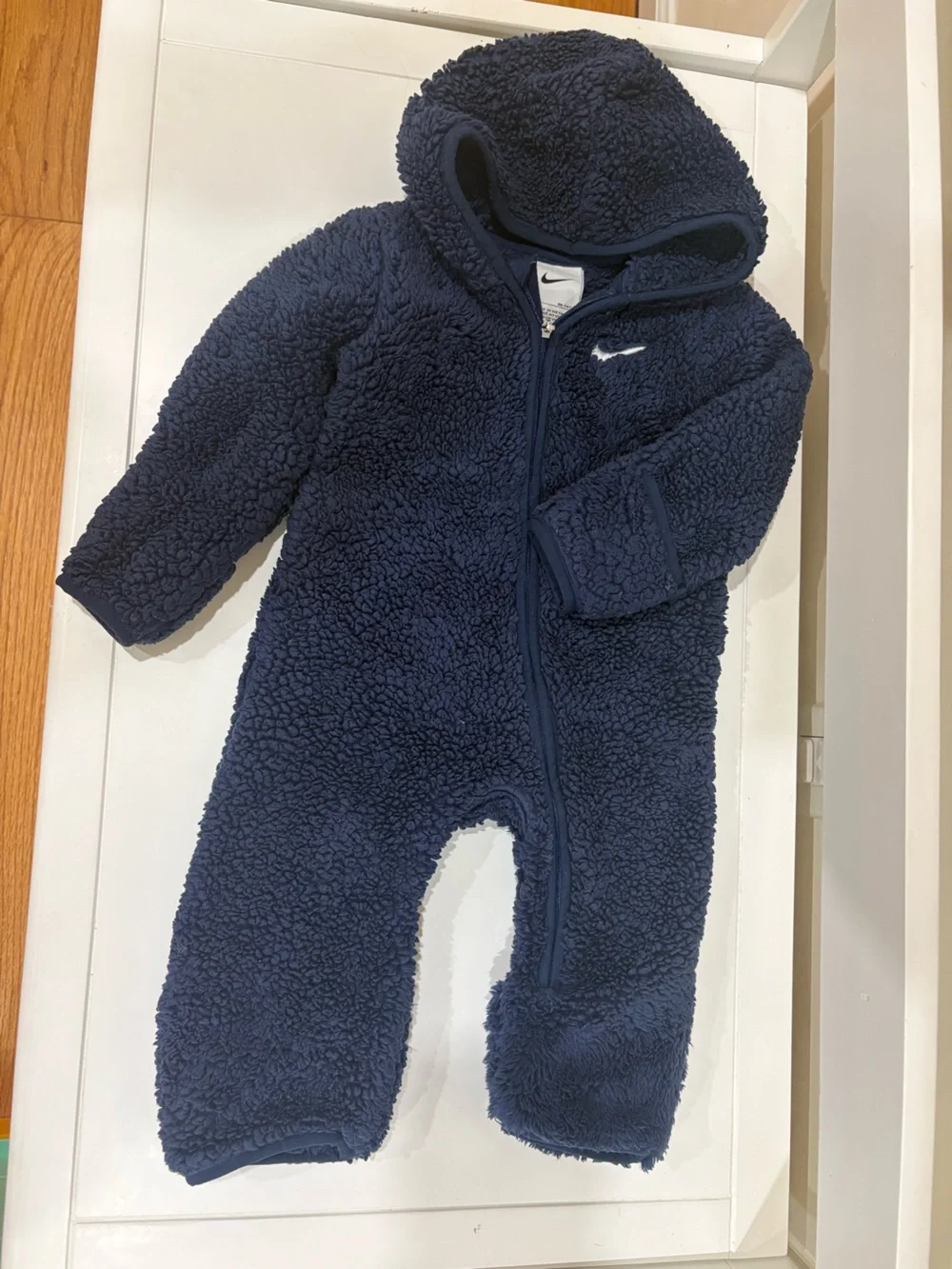 Nike Navy Sherpa Hooded One-Piece Bodysuit for Kids